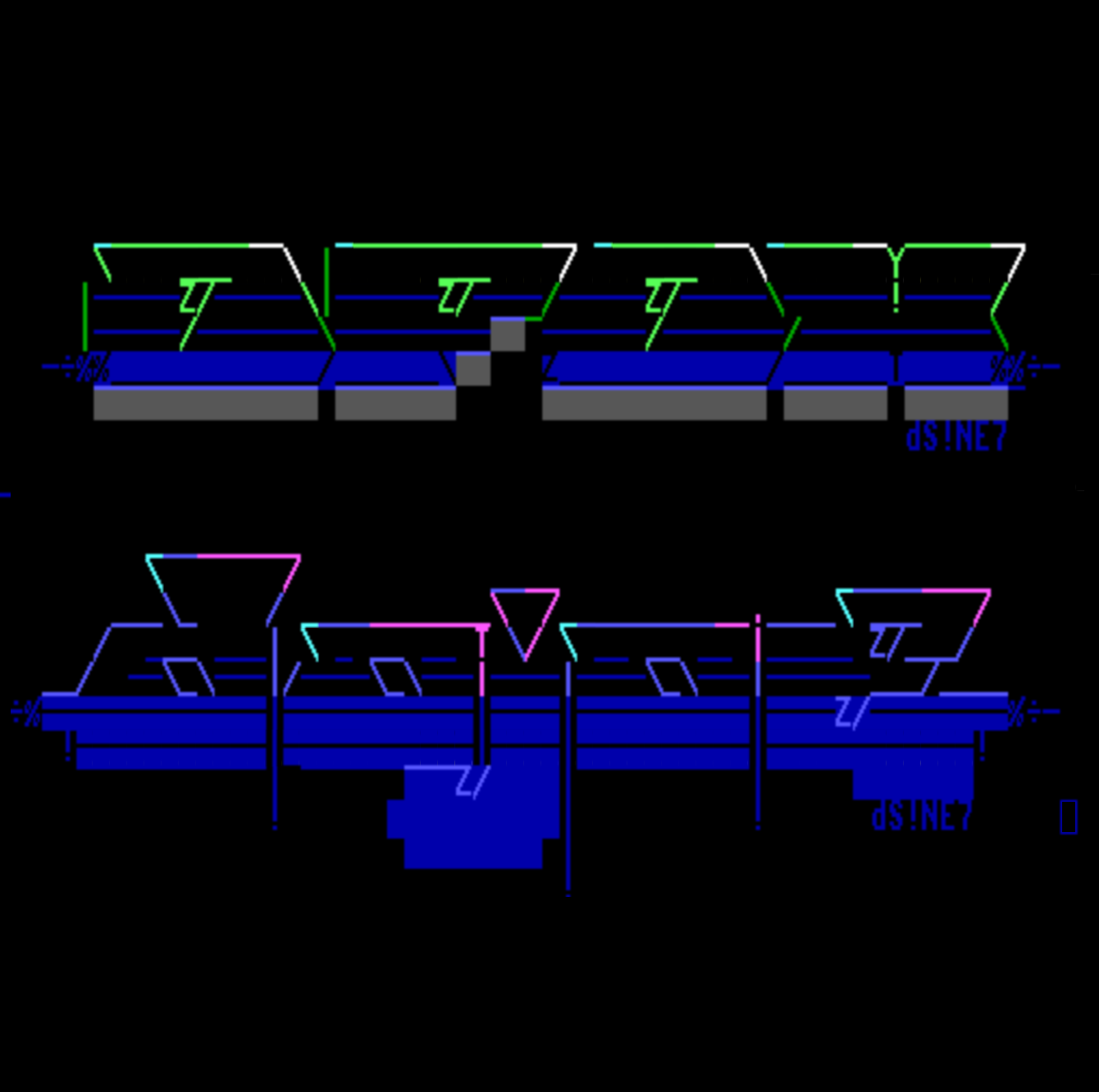 dfox + dojoe amiga ansi logos by ne7